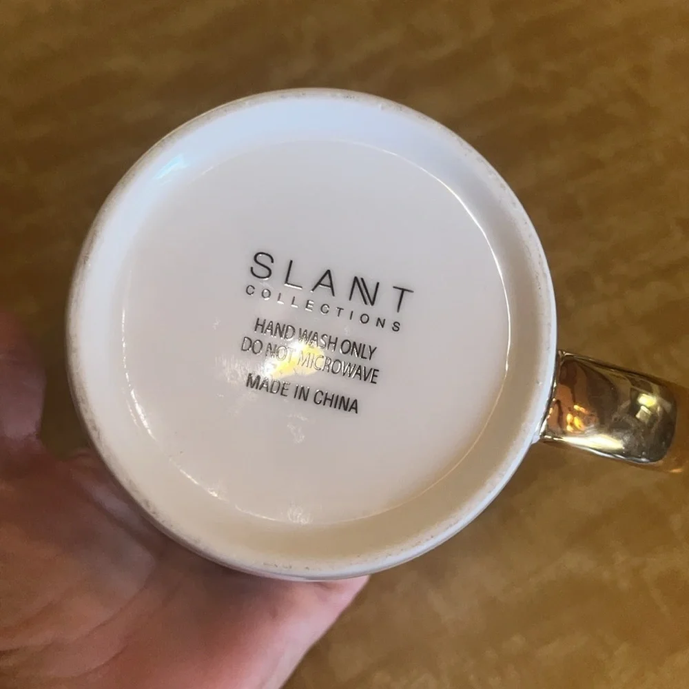 Slant Collection White Mug with Gold Handle and Black & Gold Design Wild Within